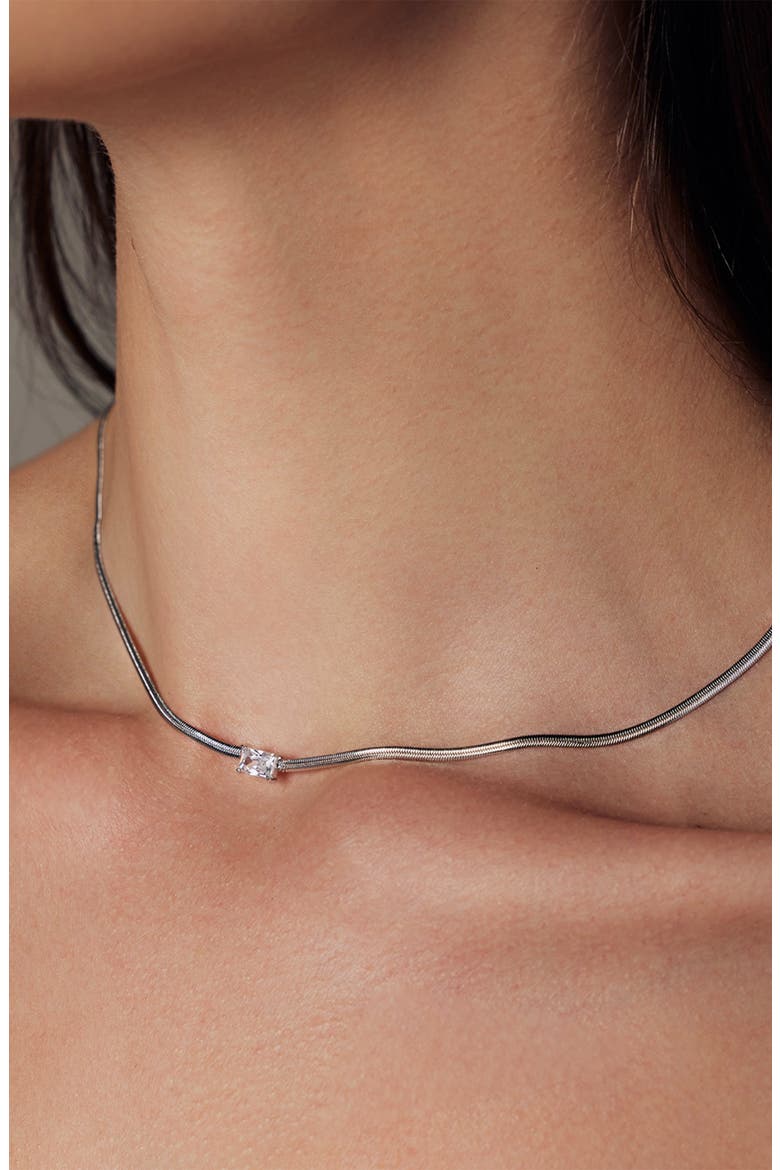 Sterling Silver 18k Gold Plated Sena Necklace Dainty Sparkle Everyday, Alternate, color, Silver