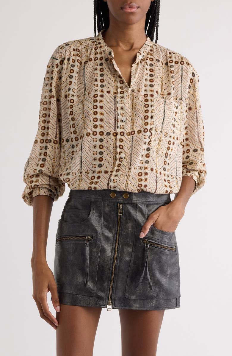 Isabel Marant Étoile Mexica Mixed Print Cotton Button-Up Shirt, Main, color,