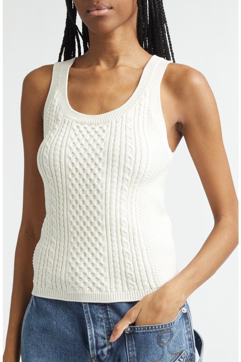 Cable Knit Sweater Tank, Alternate, color, IVORY