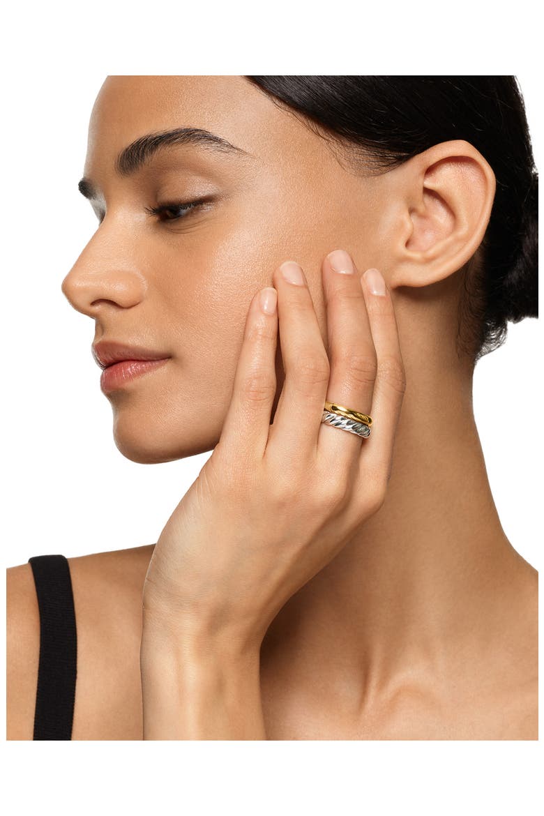 DY Mercer® Two Row Ring in Sterling Silver with 18K Yellow Gold, 8mm, Alternate, color, NO COLOR