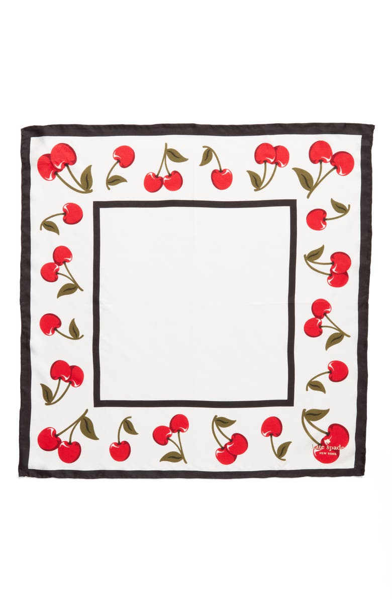 Kate Spade New York cherry silk bandana, Alternate, color, 