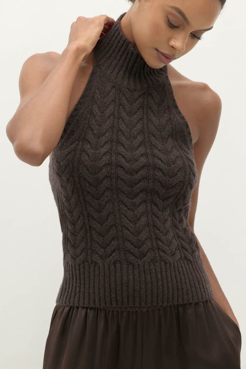 Naked Cashmere Runa Cableknit Cashmere Halter In Brown