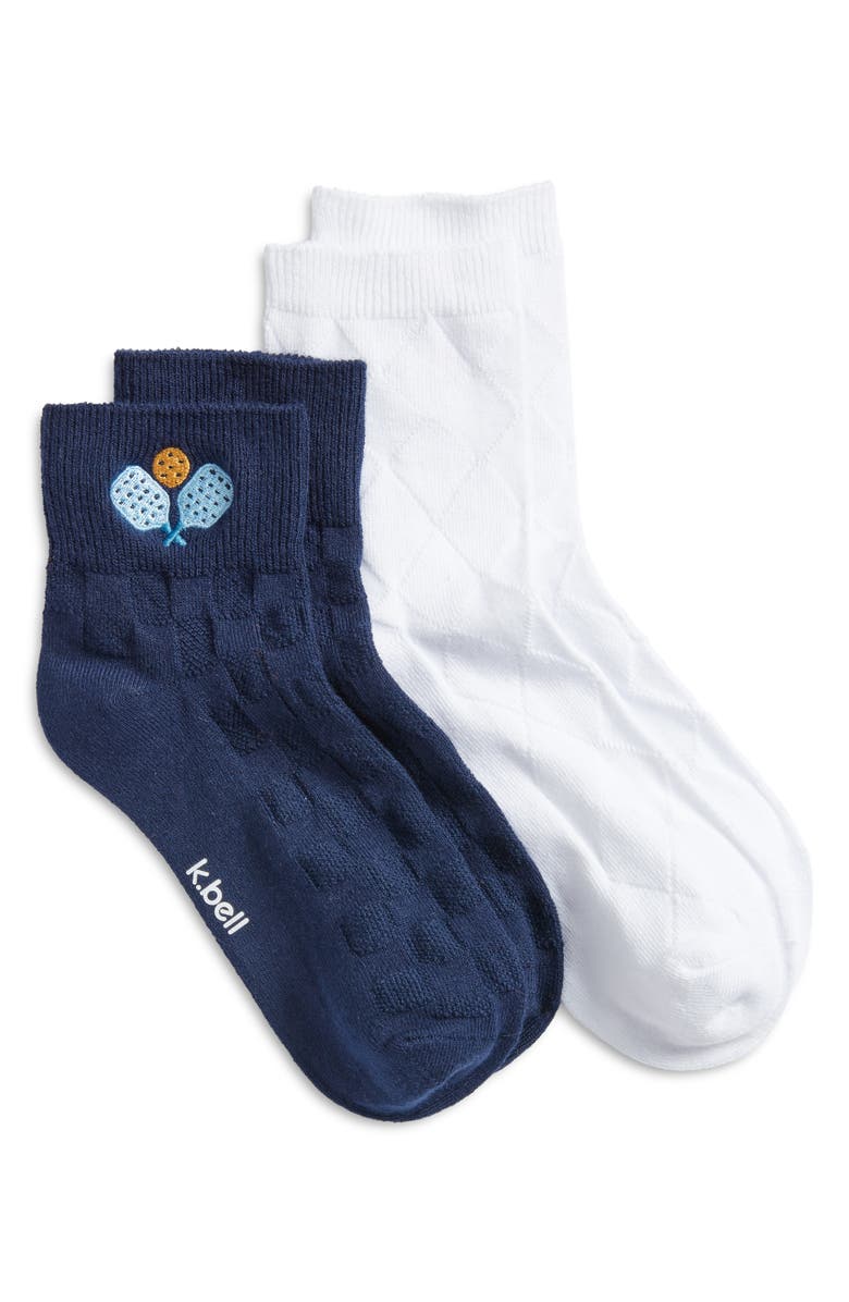 K Bell Socks Clubhouse Pickleball Assorted 2-Pack Quarter Socks, Main, color,