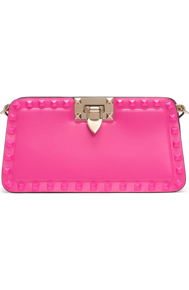 Valentino Garavani Rockstud Leather Clutch, Main, color,