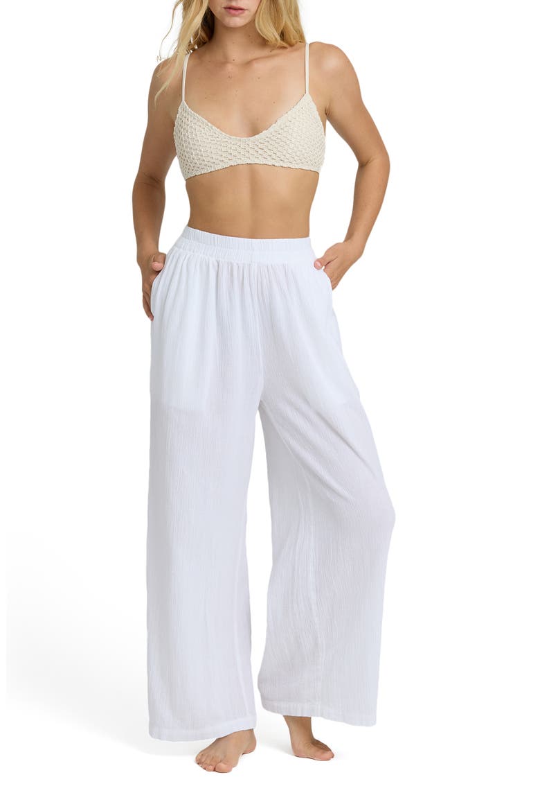 Follow Me Wide Leg Cotton Cover-Up Pants, Main, color, SALT CRYSTAL