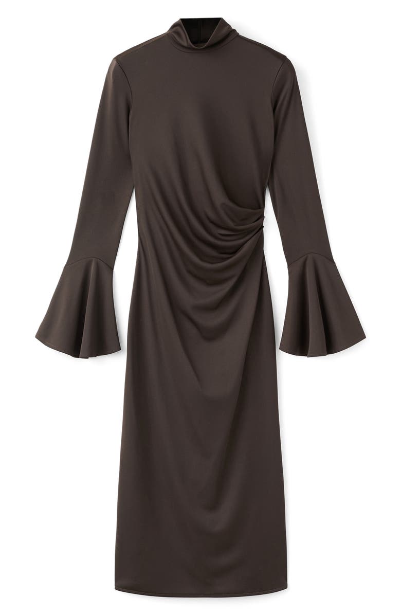 MANGO Ruched Long Sleeve Midi Dress, Alternate, color,