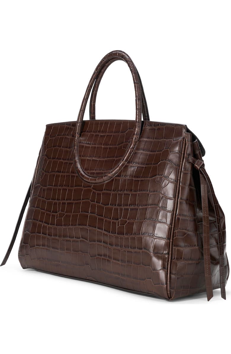 STAUD Maude Leather Carryall Bag, Alternate, color, Espresso Croco