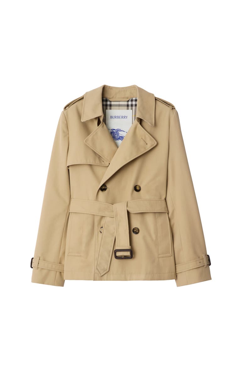Burberry Cotton Blend Trench Jacket, Alternate, color, Beige