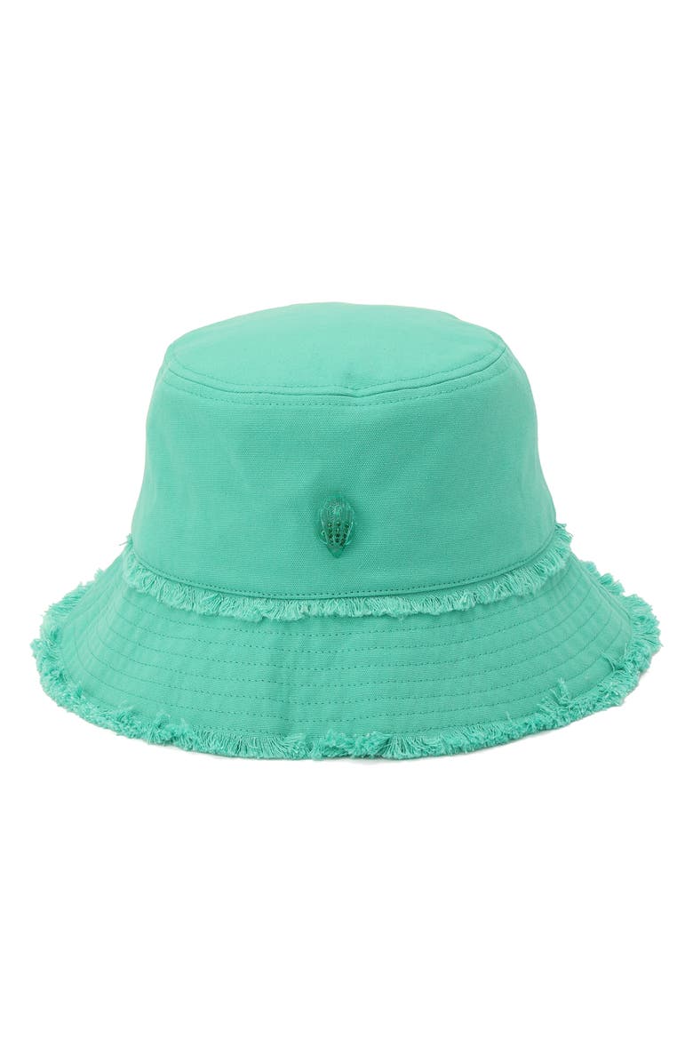Kurt Geiger London Frayed Edge Cotton Bucket Hat, Alternate, color, Mint Leaf