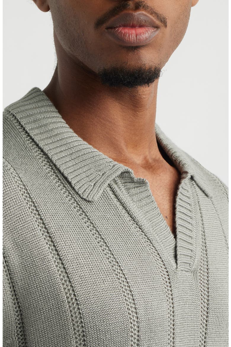 Boxy Short Sleeve Polo Sweater, Alternate, color, GREY FOSSIL
