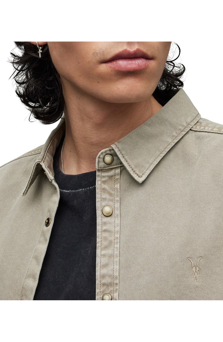 AllSaints Staveley Snap-Up Denim Shirt, Alternate, color, 