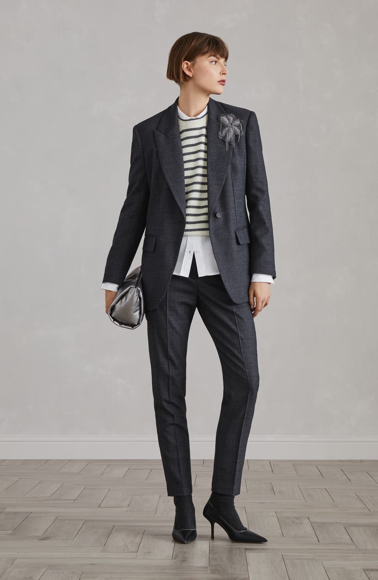 Brunello Cucinelli Sharkskin blazer, Alternate, color, 