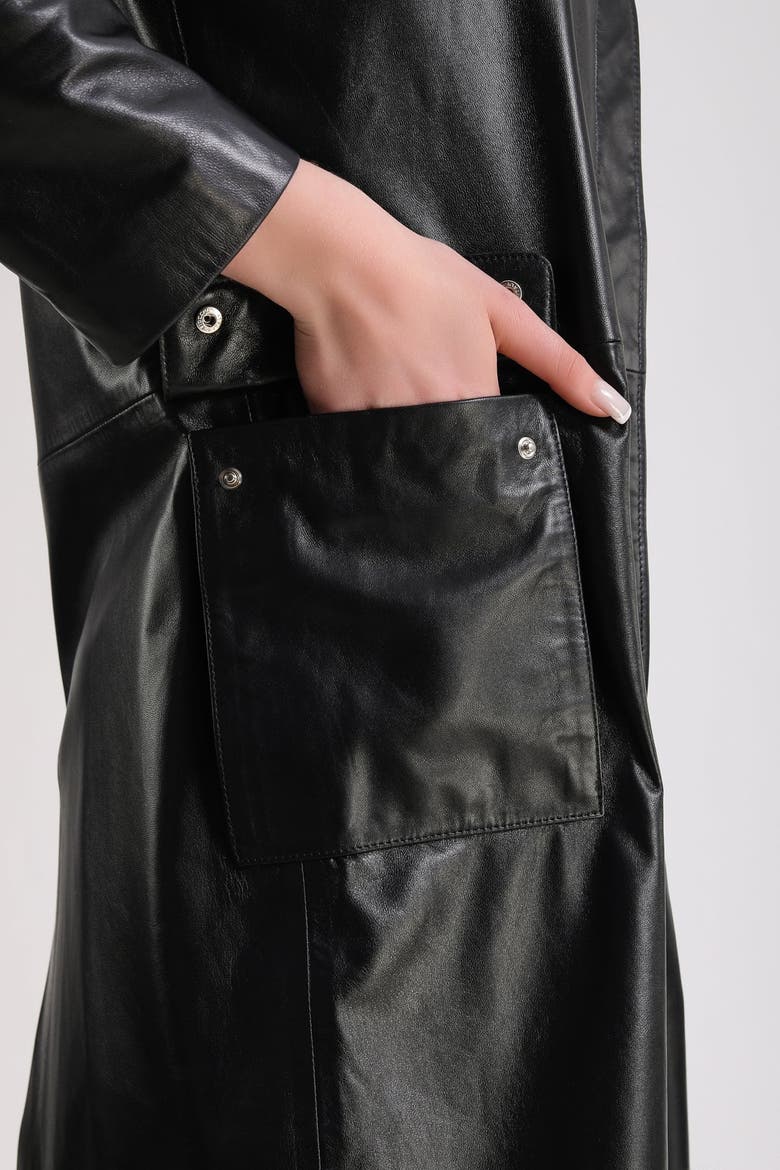 Pimlico Leather Trench Coat, Alternate, color, Black
