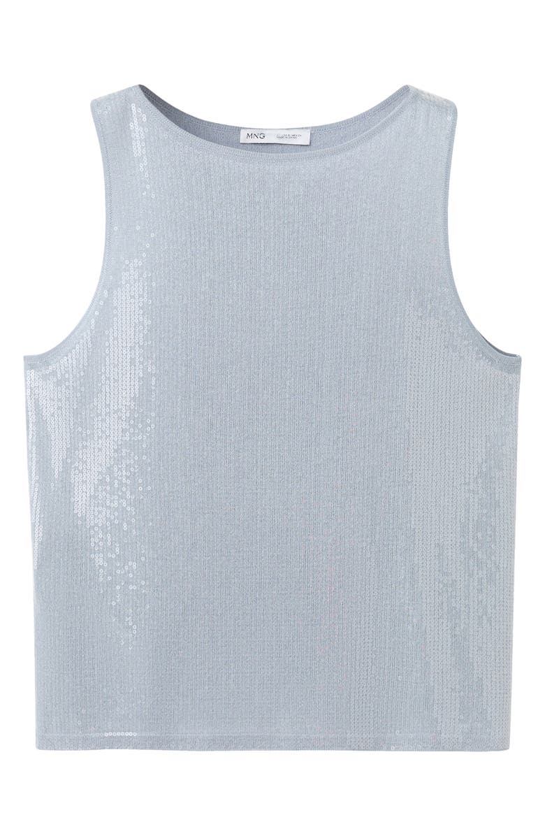 MANGO Sequins Sleeveless Knit Top, Alternate, color, Sky Blue