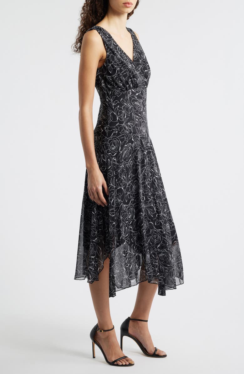 Connected Apparel Sleeveless Asymmetric Hem Yoryu Dress, Alternate, color, Black