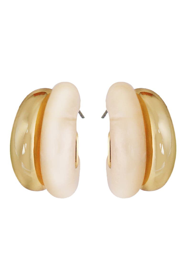Double Hoop Post Earrings, Main, color, IVORY