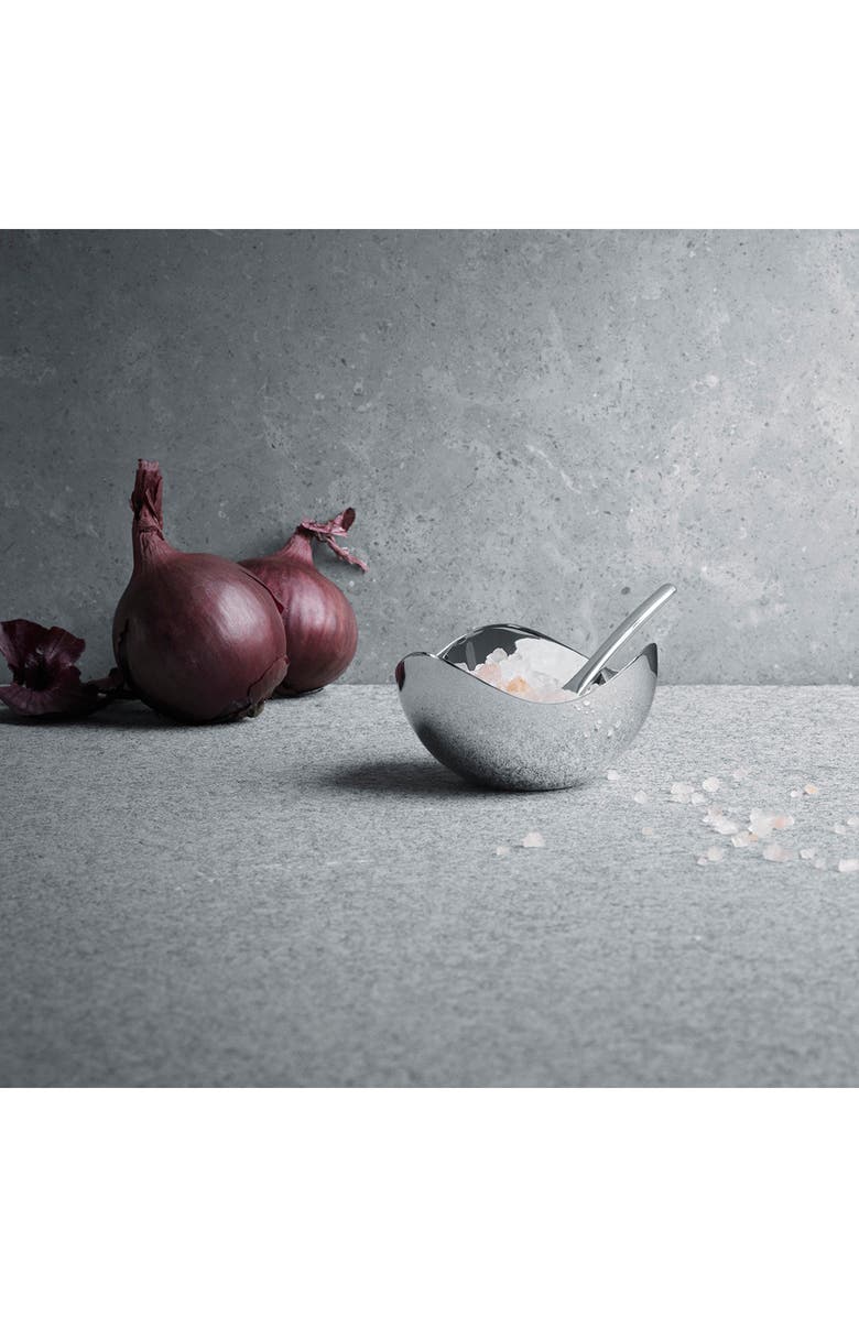 Georg Jensen Bloom Salt Cellar & Spoon Set, Alternate, color, Silver