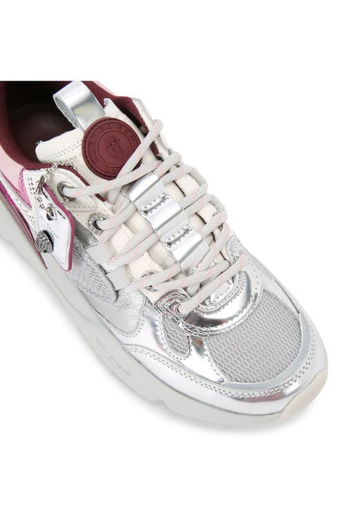Kurt Geiger Kurt Runner Metallic Leather Mesh Sneakers In Silver