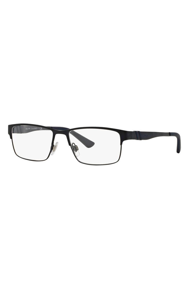 Polo Ralph Lauren 54mm Rectangular Optical Glasses, Alternate, color, Matte Blue