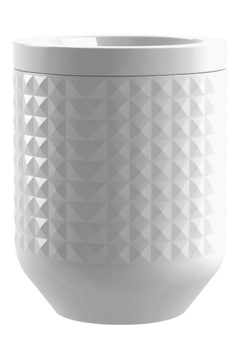 Small Diamond Embossed Stoneware Canister, Main, color, WHITE