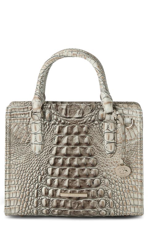 Cami Croc Embossed Leather Satchel