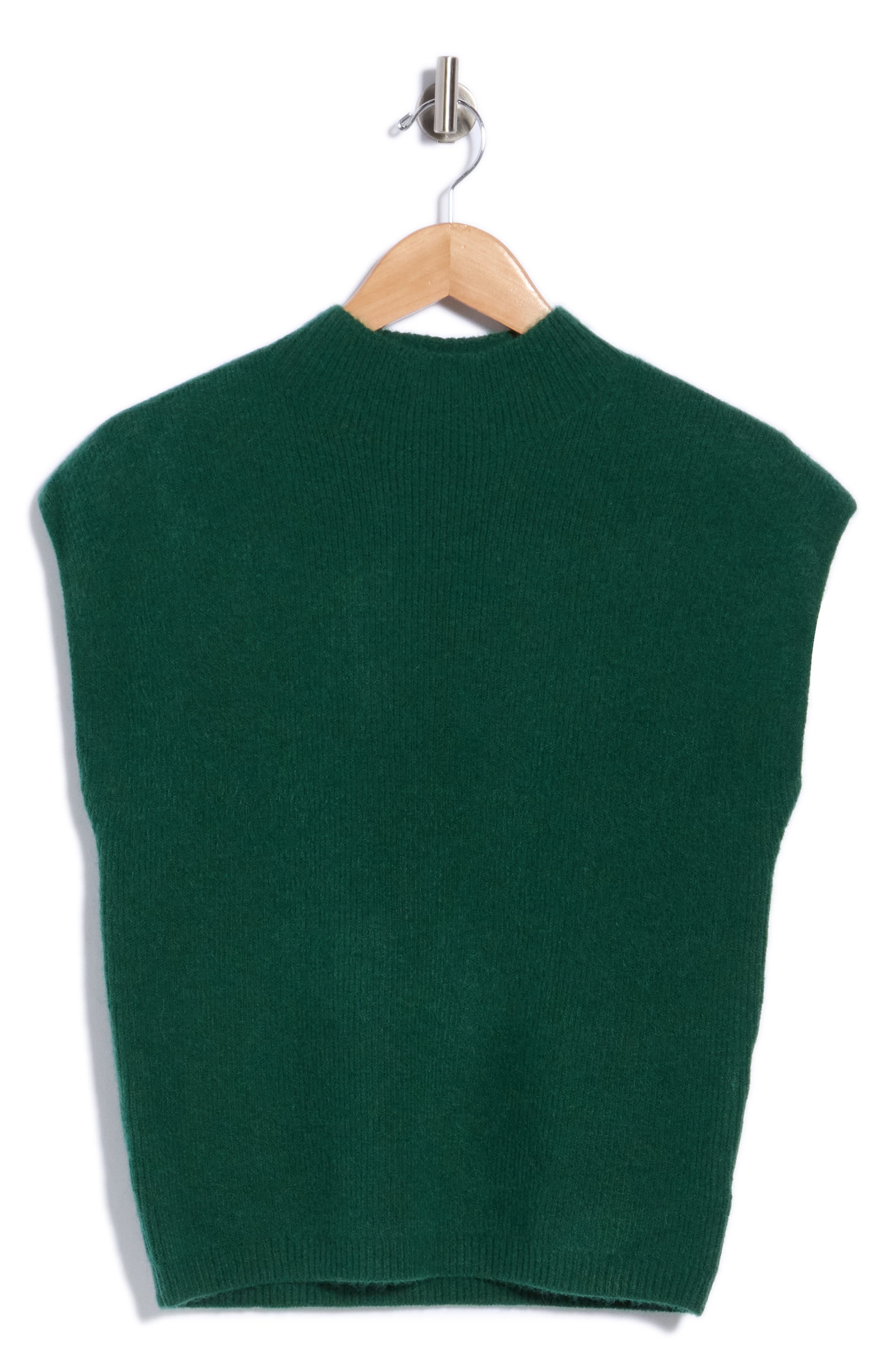 Cyrus Cap Sleeve Mock Neck Sweater In Green