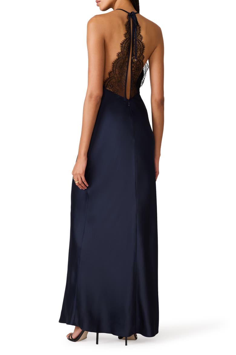 Phia Lace & Satin Dress, Alternate, color, MIDNIGHT