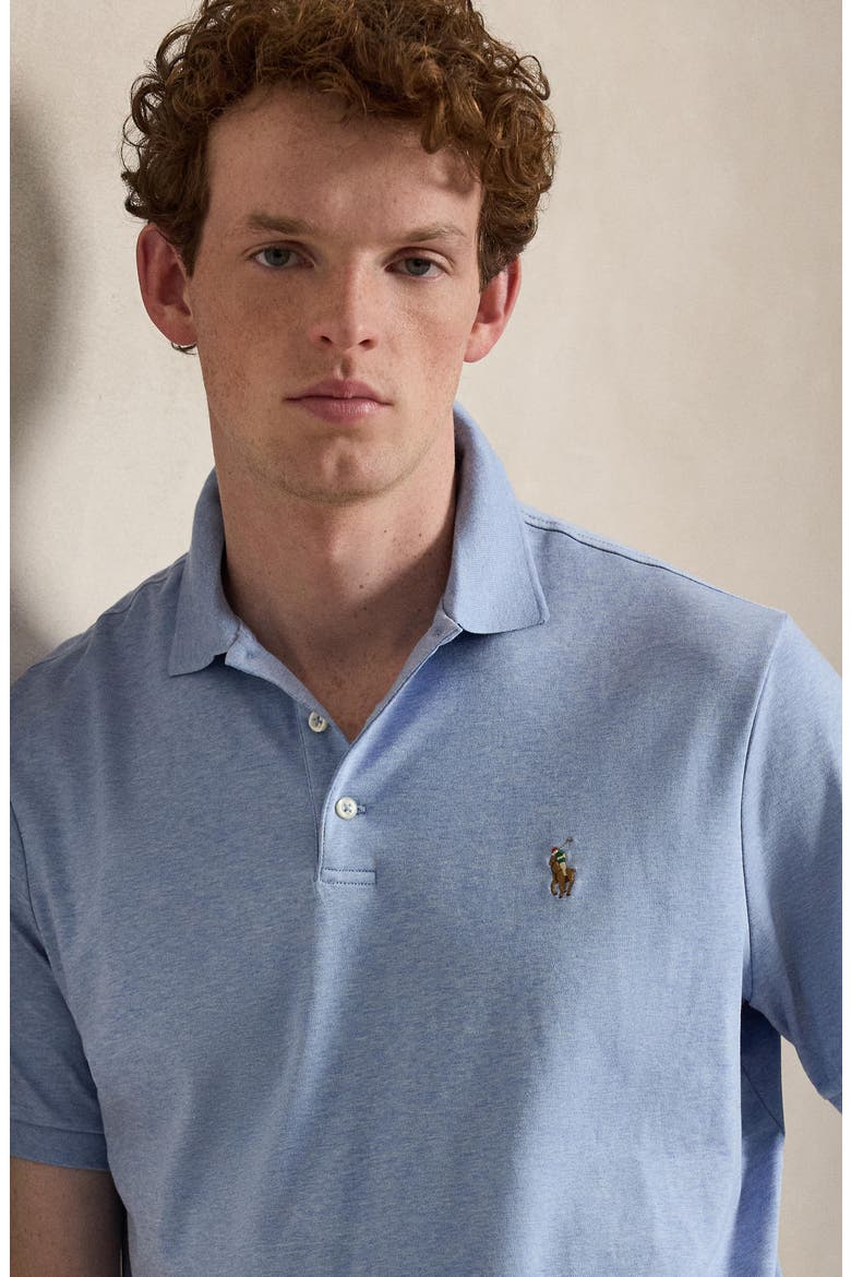 Solid Cotton Jersey Polo, Alternate, color, BLUE HTR