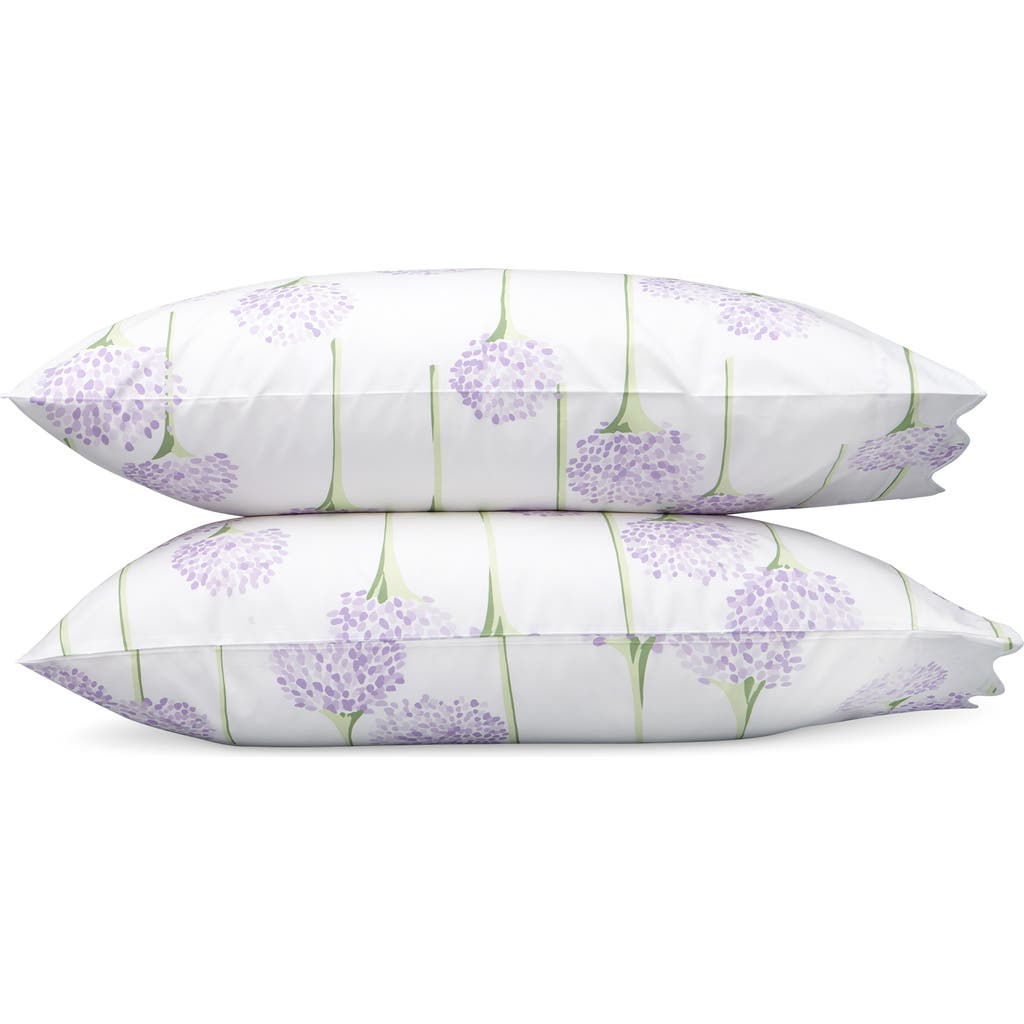 Matouk Set Of 2 Floral Cotton Percale Pillowcases In Lavender