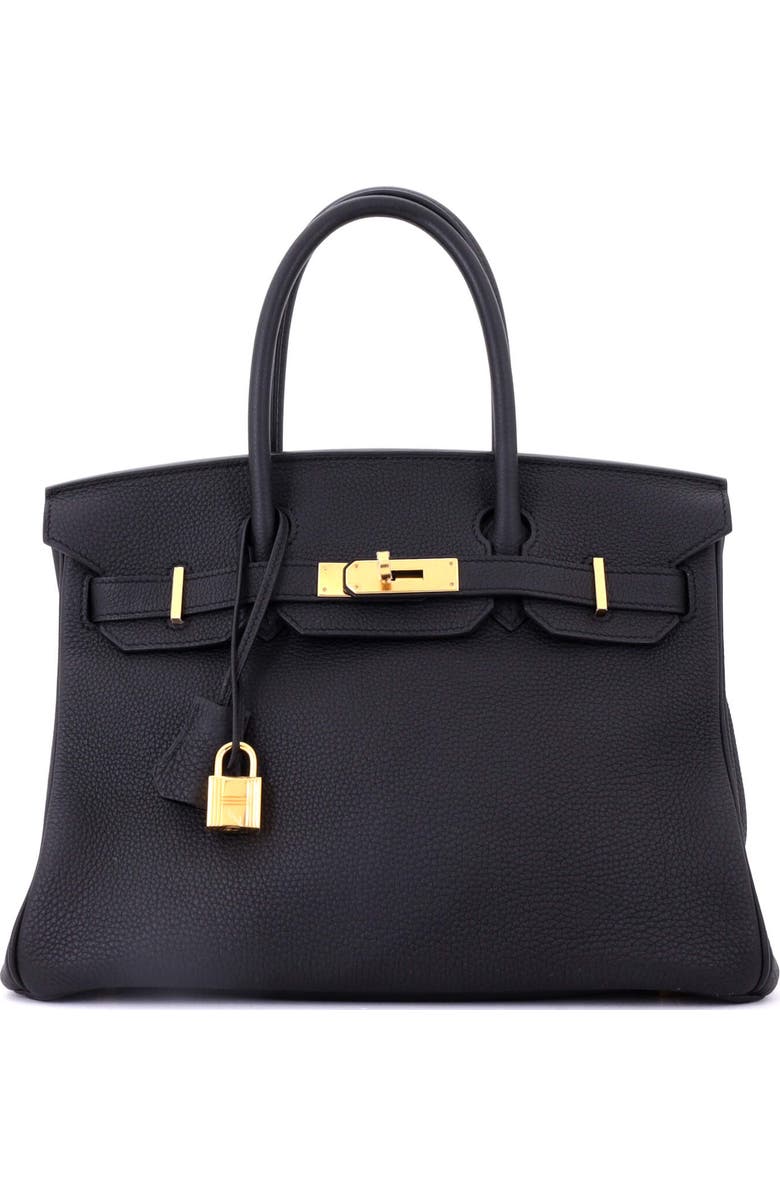 Pre-Owned Hermes Birkin Handbag Black Togo with Gold Hardware 30, Main, color,