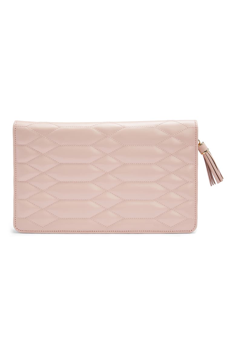 Caroline Large Leather Jewelry Travel Case, Main, color, ROSE QUARTZ