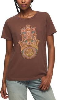 Lucky Brand Embellished Hamsa Crewneck T-Shirt