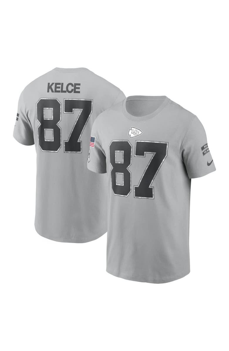 Nike Men's Nike Travis Kelce Gray Kansas City Chiefs 2024 Salute To Service Name & Number T-Shirt, Main, color, 