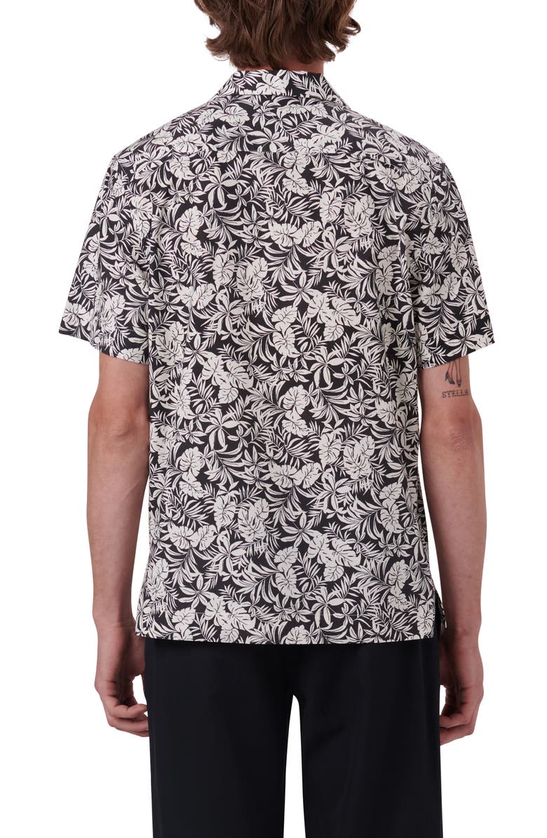 Bugatchi Shaped Fit Print Stretch Cotton Short Sleeve Button-Up Shirt, Alternate, color,