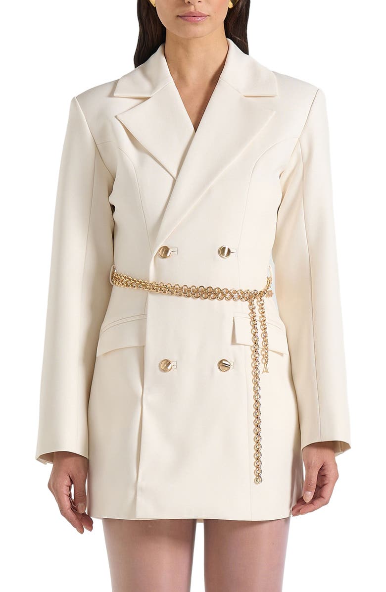Manière De Voir Zara Double Breasted Blazer Dress With Chain, Alternate, color, Off White