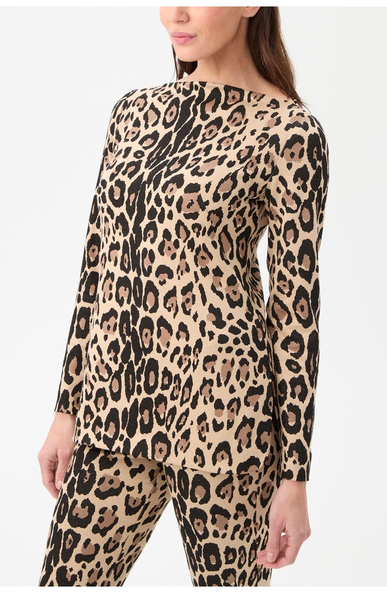 Trina Turk Legend 3 Boat Neck Leopard Top, Alternate, color, Multi