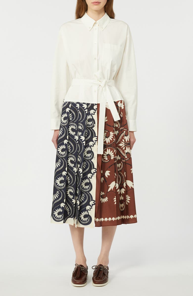 Weekend Max Mara Ondina Long Sleeve Print Shirtdress, Main, color, White