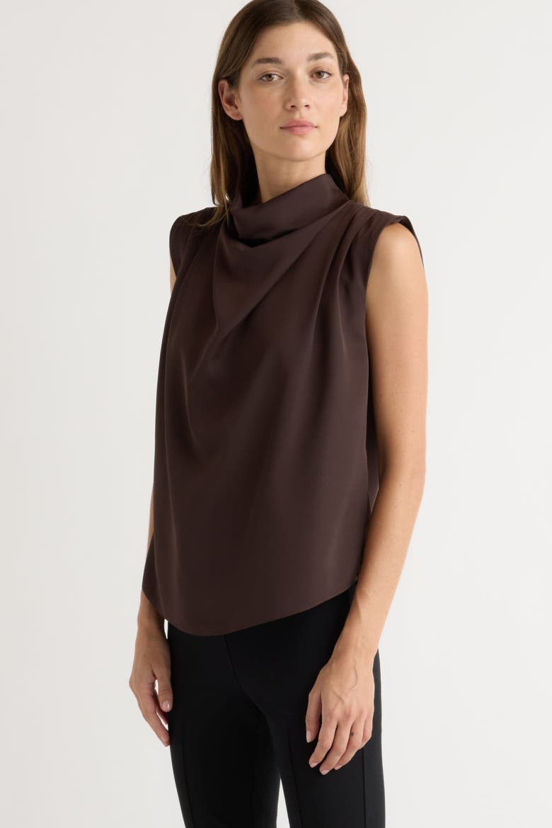 Allegra Gathered-Neck Sleeveless Blouse, Alternate, color, Plum