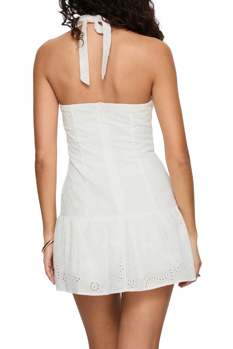 I Guess So Eyelet Halter Minidress, Alternate, color, WHITE