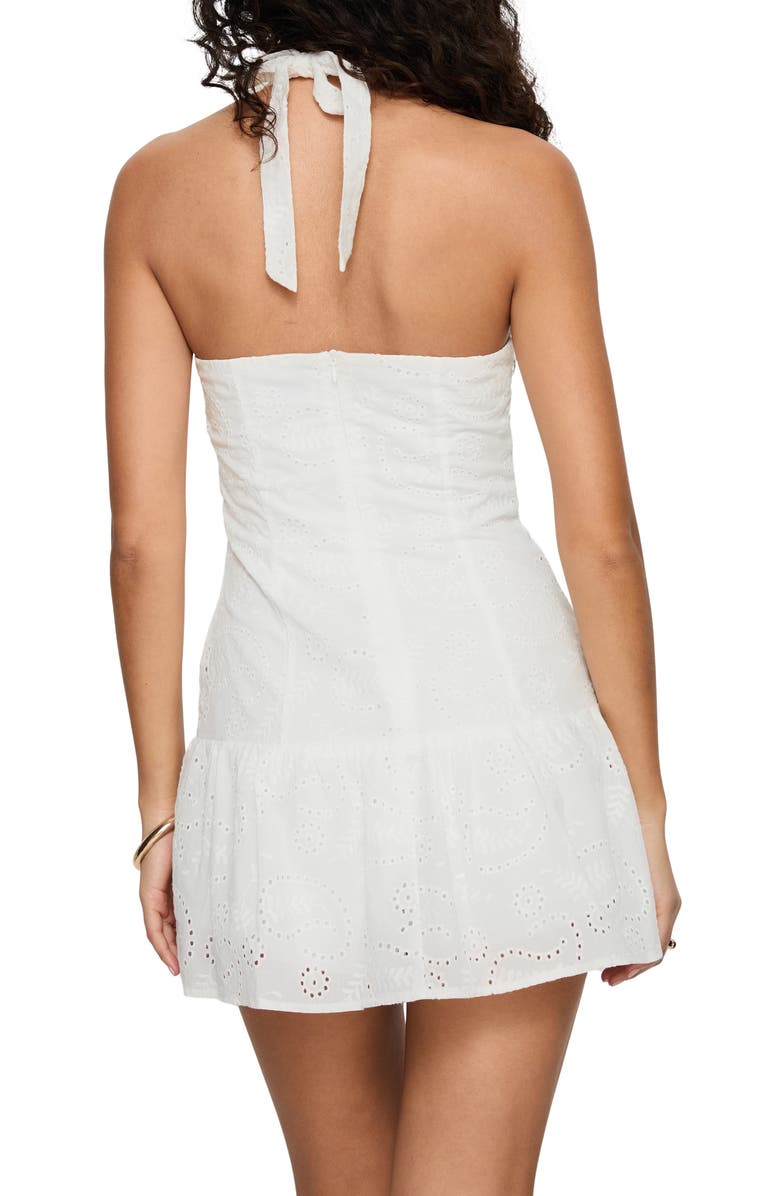 Princess Polly I Guess So Eyelet Halter Minidress, Alternate, color, White
