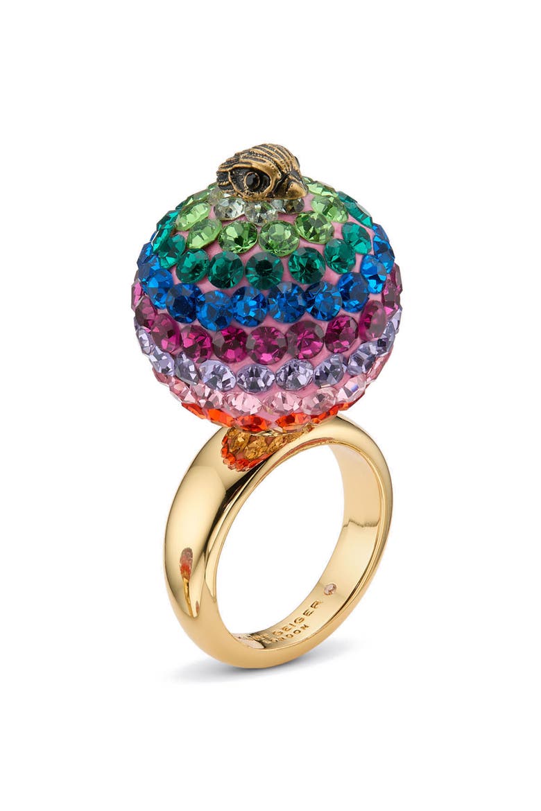 Pavé Crystal Orb Cocktail Ring, Alternate, color, RAINBOW MULTI