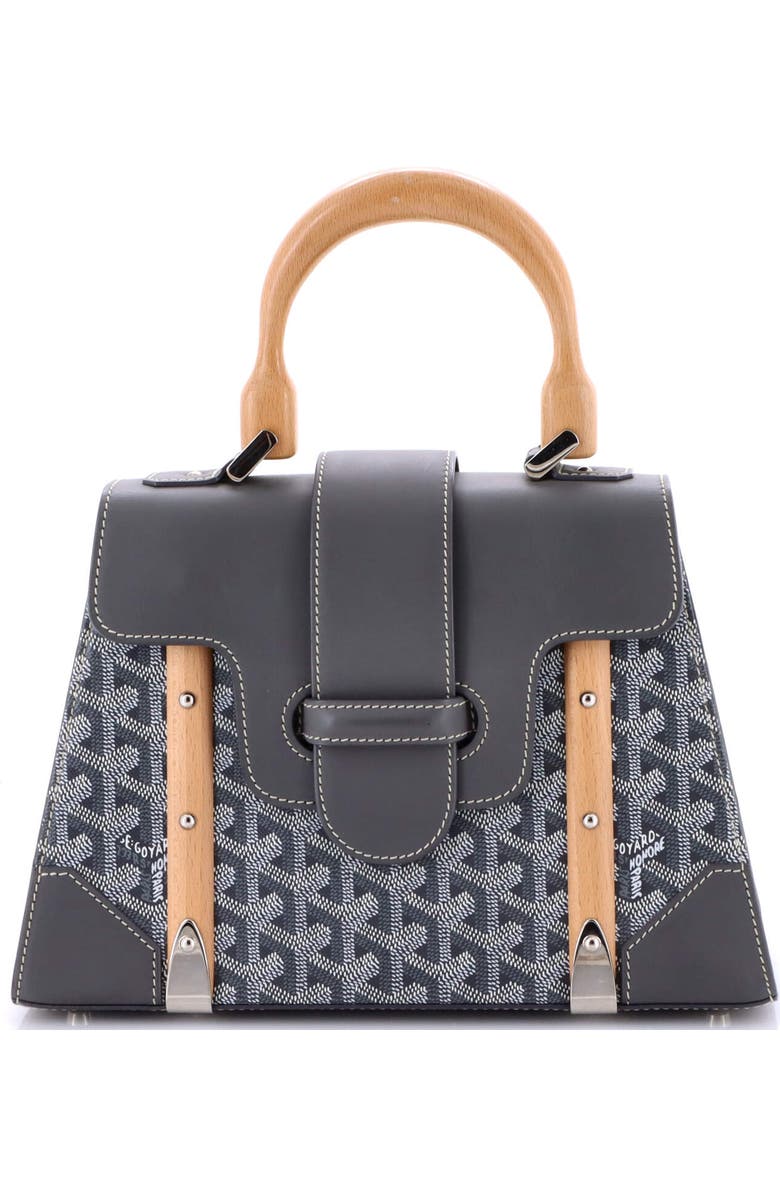 Pre-Owned Goyard Saigon Top Handle Bag Coated Canvas with Leather PM, Main, color, Gray