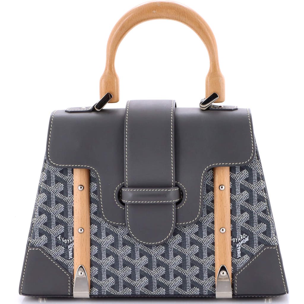 Pre-owned Goyard Goyard Saigon Top Handle Bag Coated Canvas With Leather Pm In Gray
