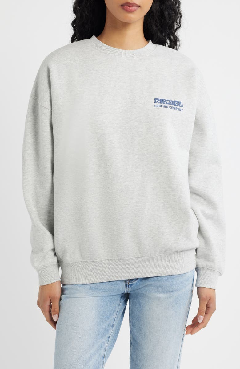 Rip Curl Surf Puff Logo Sweatshirt, Main, color, Grey Marle/ Navy