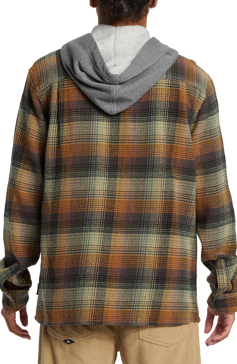 Quiksilver Sandbar Plaid Hooded Button-Up Shirt Jacket, Alternate, color,