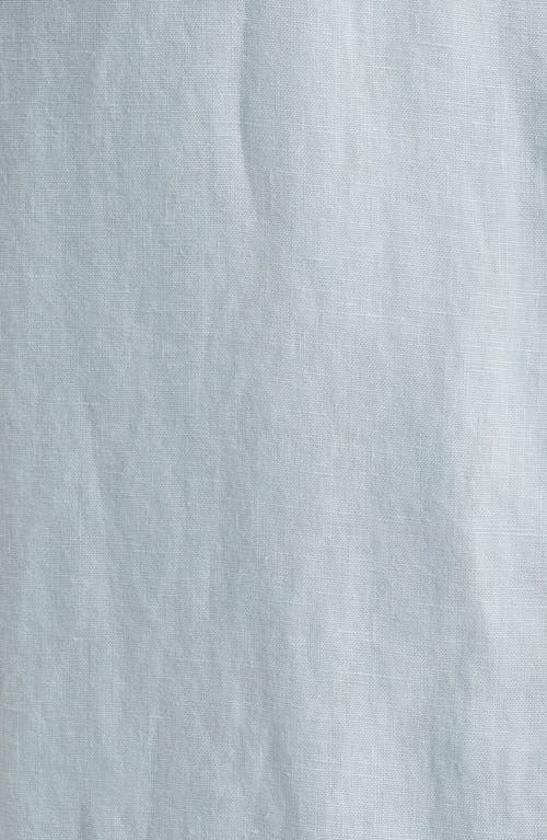Nordstrom Solid Short Sleeve Linen Button-up Shirt In Blue Skyway