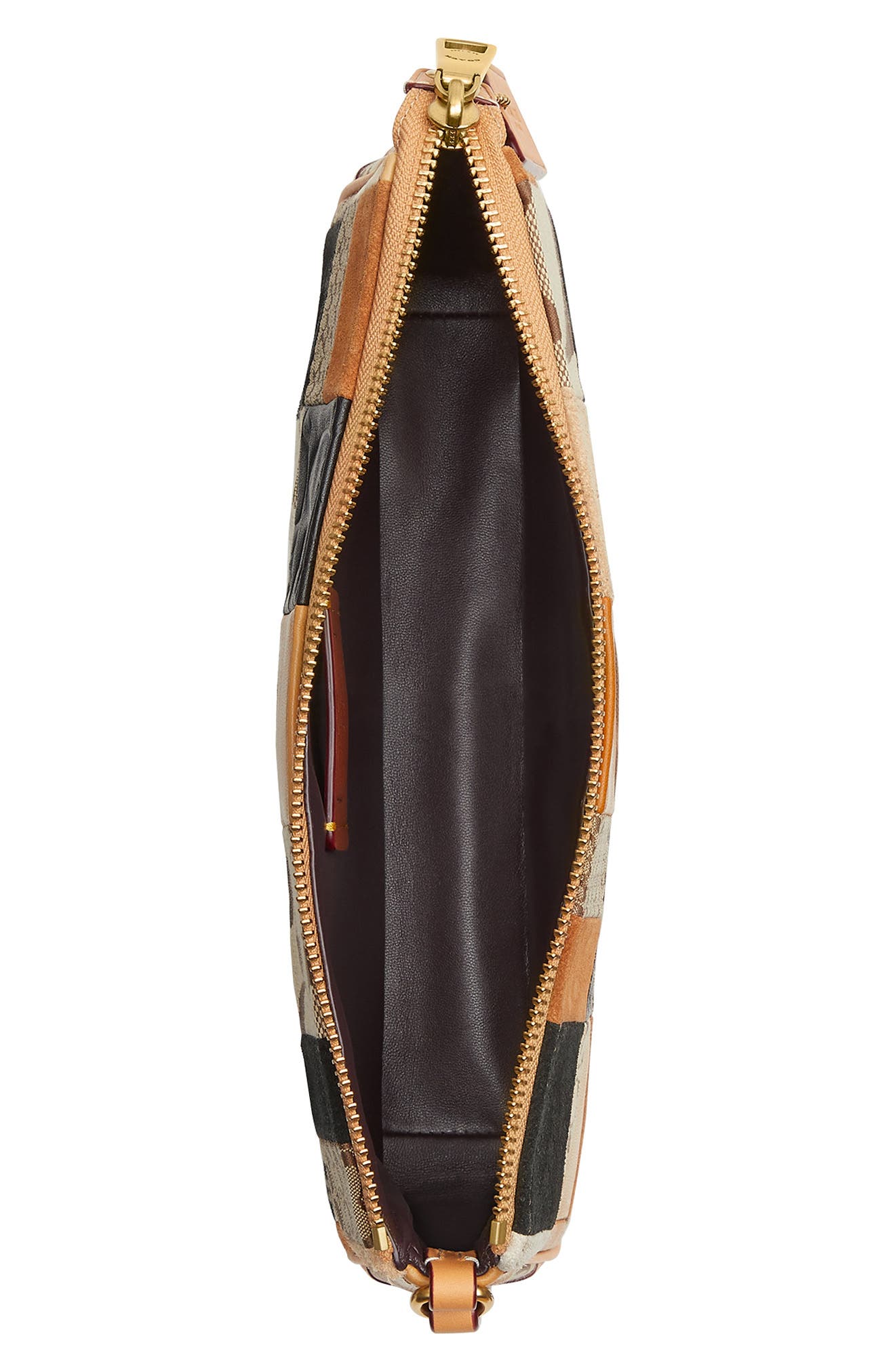 COACH Plaza Patchwork Leather Shoulder Bag, Alternate, color, Brown Multi