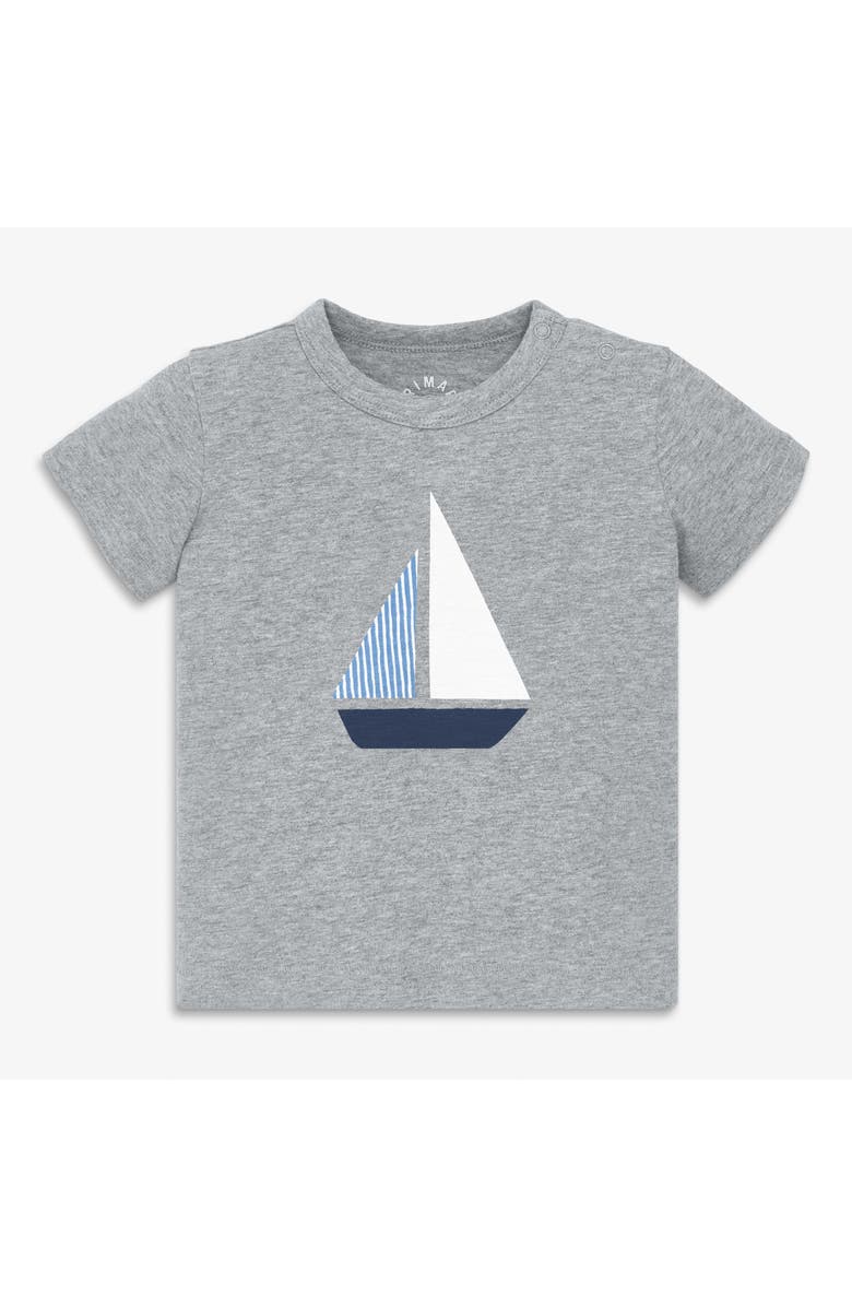 Primary Baby Sailboat Tee, Main, color, Heather Grey Sailboat