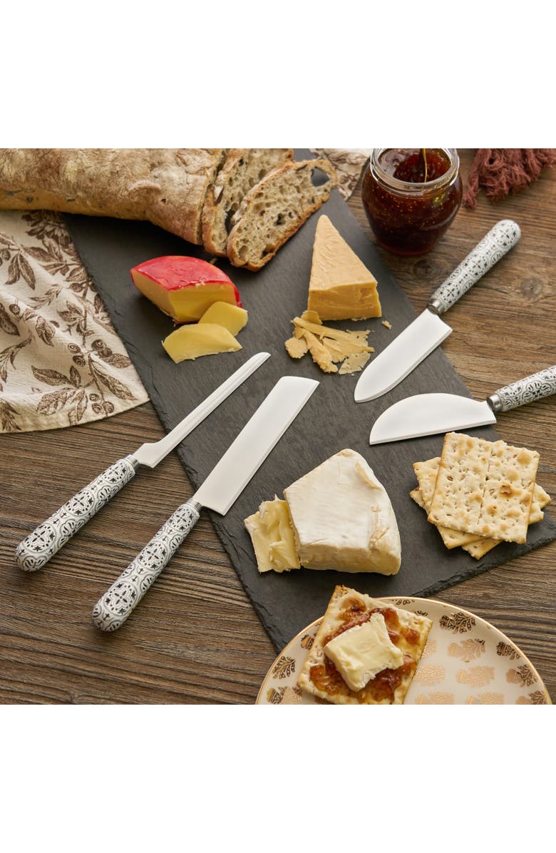 TWINE Tiles Cheese Knife Set of 4, Alternate, color, White