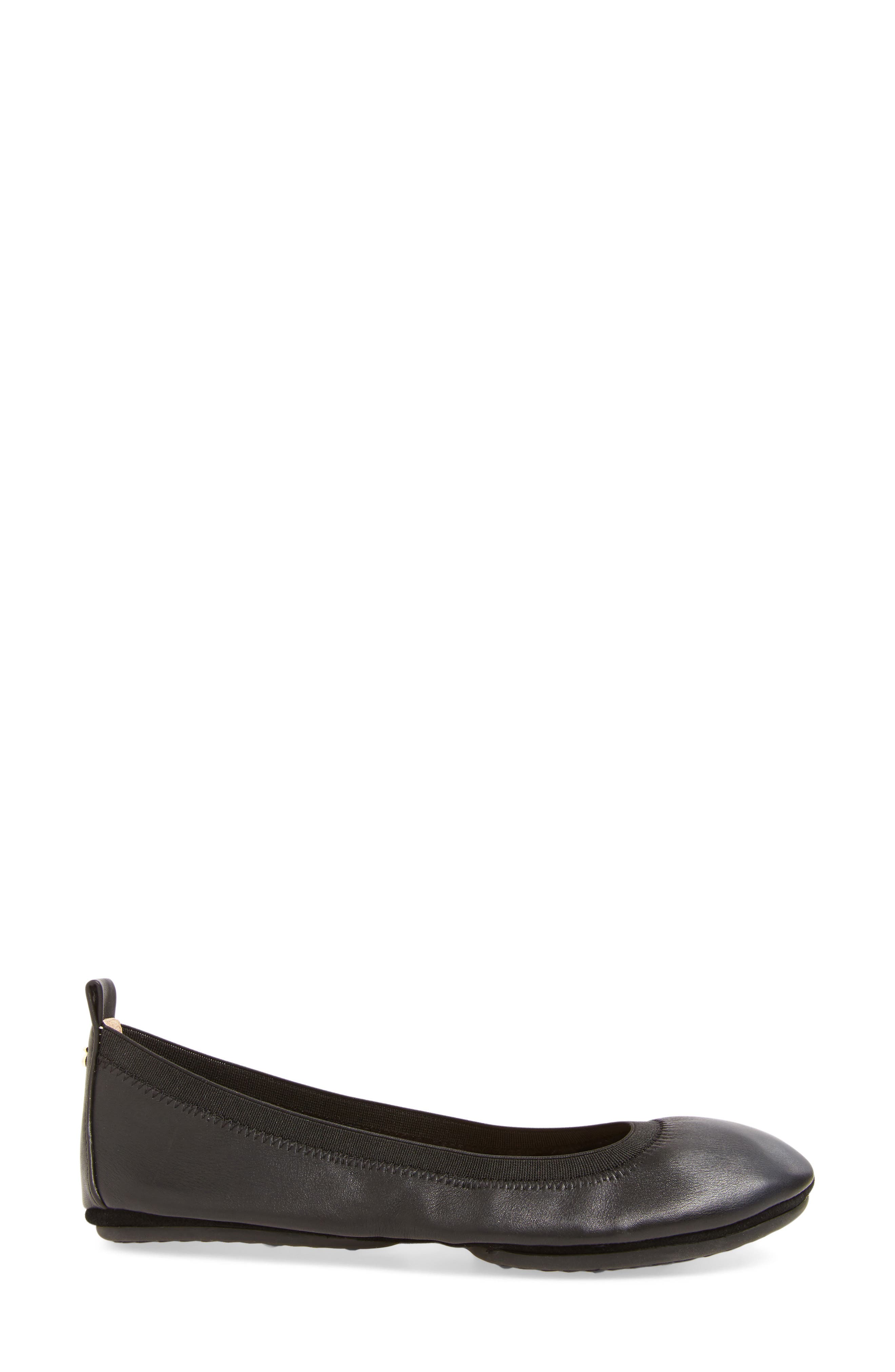 Samara Foldable Ballet Flat, Alternate, color, BLACK/ BLACK LEATHER